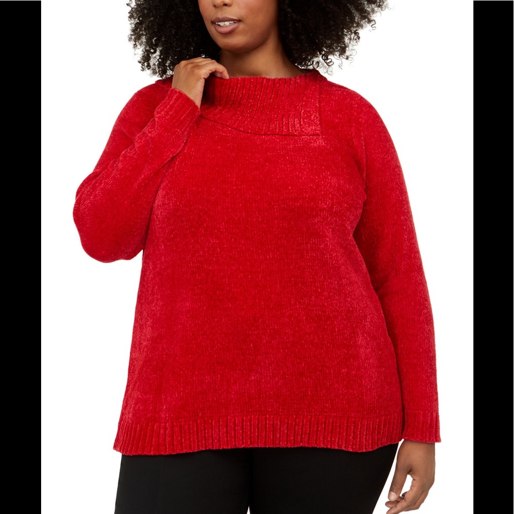 🍇🆕Karen Scott Red Chenille Sweater